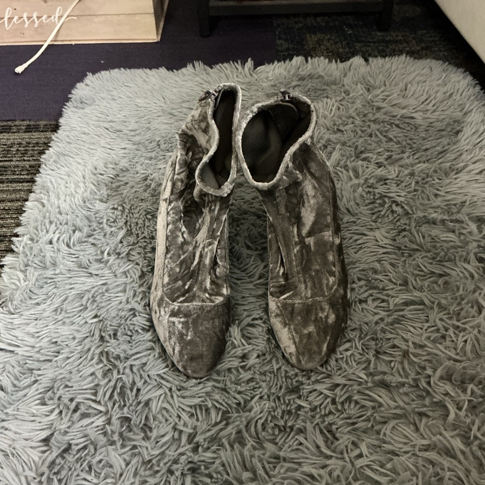 Nine West Gray Velvet Ankle Boots